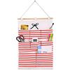 WREWING Borsa portaoggetti da appendere alla parete, con 8 tasche, in cotone e lino, da appendere alla porta, impermeabile, pieghevole, per casa, ufficio, scuola, borse da parete per bagno (49 x 34,5