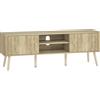 HOMCOM Mobile TV con 2 Ante, 2 Scomparti Aperti e Ripiano Regolabile, 140x35x49 cm, Rovere | Aosom Italy