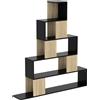HOMCOM Scaffale Contenitore, Libreria Geometrica a 5 Livelli, per Ufficio, Soggiorno, Camera, Nero e Legno Naturale | Aosom Italy