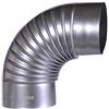 FIREFIX A150/B FAL Bogen 90°, Rigido, ø 150 mm - Tubo da Forno in lamiera d'Acciaio, 0,6 mm di Spessore, Interno con Manicotto, Lunghezze saldate, Argento