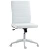 Sedia Da Ufficio Ergonomica E Regolabile Con Schienale Ricurvo, In Pelle Pu E Acciaio, 58x53x97-107 Cm, Bianco