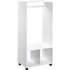 Mobile Appendiabiti Con Barra In Alluminio E 2 Ripiani Aperti, In Truciolato, 60x40x128 Cm, Bianco