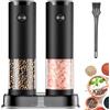 JIDSPWLS Set di macina sale e pepe elettrico (confezione da 2), macinino per sale e pepe regolabile, con luce LED, facile da pulire, alimentato a batteria, funzionamento con una sola mano, essenziale