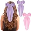 NiceYnn Set di 2 fermagli per capelli grande fiocco a farfalla con nastro forcine per capelli in raso per donna ragazza compleanno acconciatura decorazione coda di cavallo #A lilla/rosa pallido