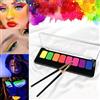 KARLOR Pittura UV al neon, 8 colori UV con pennello, colore corpo fluorescente, solubile in acqua per la pittura del corpo al neon, trucco per il viso, body paint make-up si illumina sotto luce nera