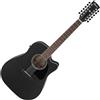 IBANEZ AW8412CE Weathered Black Chitarra Acustica Amplificata Dreadnought 12 ...