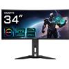 Gigabyte GIGABYTE Monitor da gioco curvo OLED WQHD MO34WQC2 da 34 - 3440 x 1440, 240Hz, 0.03ms, KVM, 250 cd/mÂ², FreeSync Premium Pro, DisplayHDR True Black 400, HDMI 2.1, Displayport 1.4 (GIGABYTE 34 VA MONITOR SPK CUR MO34WQC2) MO34WQC2 EK