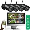 TMEZON 3MP Wifi Kit 4 Telecamere Monitor Sorveglianza Sistema Sicurezza Notturna