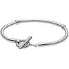 PANDORA Icons Bracciale in maglia snake in argento Sterling con barra a T, 21