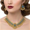 VLYX Gioielli Tradizionali Indiani per Donne, Set Collana e Orecchini Jhumka per Matrimonio e Festa (Blu)