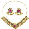 VLYX Set di Gioielli Tradizionali Indiani per Donna, Collana e Orecchini Jhumka per Abiti da Cerimonia e Festa (Colorato)