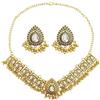 VLYX Set di Gioielli Tradizionali Indiani per Donna, Collana e Orecchini Jhumka per Outfit da Cerimonia (Bianco)