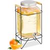 Relaxdays Dispenser in Vetro per Bevande, Erogatore 8 L Rubinetto, Coperchio e Supporto, Distribuitore Acqua e Limonata