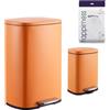 happimess HPM1006K Connor - Pattumiera rettangolare da 13,2 litri, con coperchio a chiusura automatica e mini pattumiera, torta di carote, resistente alle impronte digitali, moderna, minimalista per