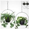 Shineloha Eco Joy 2 fioriere da appendere in metallo bohémien per piante da interno con vaso (staccabile) + ganci e catena | fioriera moderna da parete e soffitto, fioriera metà secolo vaso da fiori per esterni