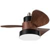 Perenz Illumina EDDY VENTILATORE LED 15W CCT 3000K 4000K 6000K 1125Lm CRI?97 220-240V 50/60Hz CON TELECOMANDO NERO CON PALE NOCE SCURO DIMMERABILE
