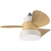 Perenz Illumina EDDY VENTILATORE LED 15W CCT 3000K 4000K 6000K 1125Lm CRI?97 220-240V 50/60Hz CON TELECOMANDO BIANCO CON PALE NOCE CHIARO DIMMERABILE