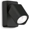 Ideal Lux RUDY SQUARE APPLIQUE A PARETE ORIENTABILE 1 LUCE ATTACCO GU10 LAMPADINA INCLUSA NERO