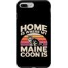 Maine Coon Cat Lover Home Retro Sunset Custodia per iPhone 7 Plus/8 Plus Casa è dove il mio Maine Coon è amante dei gatti