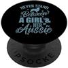 Australian Shepherd dog pet animal breed Mai stare tra una ragazza e il suo cane australiano PopSockets PopGrip Adesivo