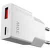 Mars Gaming MD-GAN30, Caricatore USB 30W, Ricarica Rapida PD 3.0 e QC 3.0, Tecnologia GaN, Formato Ultracompatto e Leggero, 9 Protezioni di Sicurezza, Porta USB-C e USB-A, Spina Europea Tipo C, Bianco