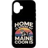 Maine Coon Cat Lover Home Retro Sunset Custodia per iPhone 16 Casa è dove il mio Maine Coon è amante dei gatti