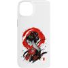Wholesome Sketch Co Custodia per iPhone 14 Plus Red Ink Serenity Kimono Ritratto Stile Giapponese Art Design