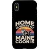 Maine Coon Cat Lover Home Retro Sunset Custodia per iPhone X/XS Casa è dove il mio Maine Coon è amante dei gatti