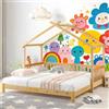 Soweiz Lettino per bambini, letto a casa sull'albero espandibile, letto singolo e matrimoniale, in puro legno massiccio, naturale (200 x 90 cm)