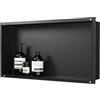 Bernkot Nicchia doccia in acciaio inox nero opaco 61 x 30,5 cm senza piastrelle necessarie mensola da parete senza bordo mensola da incasso per bagno installazione a incasso