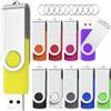 WOOOLKEN 10 Pezzi 64G Chiavetta Usb con portachiavi,Pen Drive 64G USB 2.0 Unità Memoria Flash Thumb Drive per Archiviazione (Colori misti)