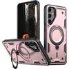IMEIKONST Cover per Samsung Galaxy A56 5G, Militare Armor Protezione Custodia Supporto ad Anello con Protezione Lente Fotocamera Antiurto Custodia per Samsung A56 5G. Pink TH