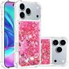 IMEIKONST Custodia Compatibile con iPhone 17 Pro Max, Brillantini Glitter Colore Sabbie Mobili Cover Trasparente Rigida Silicone Bumper Case Custodie per iPhone 17 Pro Max. Love Pink YBW