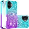 IMEIKONST Custodia per iPhone 17, Brillantini Glitter Gradient Sabbie Mobili Cover Trasparente Rigida Silicone Bumper Case Custodie per iPhone 17. Blu Viola YB