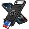 IMEIKONST Cover per iPhone 17 Air con Slot per Schede, Protezione Fotocamera, Metallo Magnetisch Anello Supporto Custodia Antiurto TPU Bumper per iPhone 17 Air. Nero TCKB