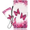 IMEIKONST Compatibile con Motorola Moto Edge 50 Neo 5G Custodia, Libro in Pelle Portafoglio Magnetica Slot per Schede Supporto Stand Cover per Moto Edge 50 Neo 5G. Red Butterfly Flower YB