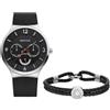 BERING 33441-102-GWP Orologio da uomo al quarzo, orologio da polso con cassa in acciaio inossidabile color argento da 41 mm, quadrante nero, cinturino in maglia milanese, vetro zaffiro, 3 ATM