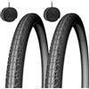 MADICKS 2 Copertoni 700x35C (37-622) + 2 Camere d'Aria 28" Valvola Italiana per Bicicletta Stradale, Trekking e City Bike - Pneumatici Neri in Gomma 700x35 28x1 5/8x1 3/8 Coppia Completa Bici