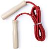 FOXCUP Corda per saltare in colori divertenti, corda regolabile da 260 cm con manico in legno verniciato, Skipping Rope Kids, regolabile Cotton Jumping Rope con manico in legno per bambini e bambine (Rosso)