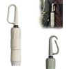 QEOTOH Ring Buckle Umbrella, Auto Open Close Lightweight Compact Portable Windproof Travel Umbrella, Automatic Umbrella Folding Umbrella with Carabiner Handle and Reflective Safety Strip (White)