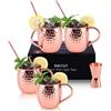 Bicchieri Rame Moscow Mule Set Di 4, 100% Tazze Rame Lavorate a Mano, Set Da 550