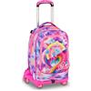 SJ GANG STYLE JAM GANG Trolley Jack 8 ruote JOYFUL PINS GIRL, Rosa, 34L, Scomponibile, Crossover System, 3 in 1, Spallacci a scomparsa, Tasca con pins amovibili, Scuola elementare, Bambina