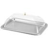 YWJLQH Vassoio Porta Torta Acciaio Inox con Campana Trasparente Rettangolare Piatti Da Portata Dolci Multiuso Adatto per Casa Ristorante Eventi, 36x27x2cm