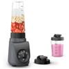 Moulinex Blend Up Essential, Mini Frullatore Salvaspazio, con 6 Programmi Automatici, App e Ricettario Digitale, Pulizia Automatica e Accessori Lavabili in Lavastoviglie, 800W, Grigio Scuro, LM1EHB