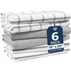 LANE LINEN Set di 6 strofinacci, 45,7 x 71,1 cm, 100% cotone, asciugamani da cucina assorbenti e ad asciugatura rapida, con passante per appenderlo, grigio