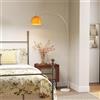 HOMCOM Lampada da Terra ad Arco con Interruttore a Pedale e Paralume Rotondo, Lampada da Terra Salotto Moderna in Marmo, Metallo e Plastica, 26x90x180 cm, Bianco e Arancione