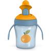 Suavinex, Bicchiere Per Bambini Con Beccuccio Rigido e Manici, da 6 Mesi, 200 ml, Lavabile in Lavastoviglie, Go Natural, Colore Azzurro