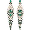 COOLSTEELANDBEYOND Art Deco Lunga Pendenti Dichiarazione Orecchini, Verde Cristallo Strass Cluster Chandelier Lampadario, Festa Ballo