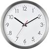 TFA Dostmann Orologio da parete analogico moderno senza ticchettio, 60.3075, in acciaio inox, 30 cm, senza ticchettio, soggiorno, ufficio o cucina, funzionamento a batteria, per casa, facile da