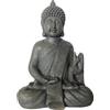 Relaxdays Statua Buddha Seduto, Resistente alle intemperie, 52 cm, da Giardino e Soggiorno, Antracite Vintage